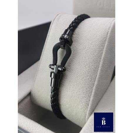 Bracelet Simili Cuir - Motif Acier Inoxydable