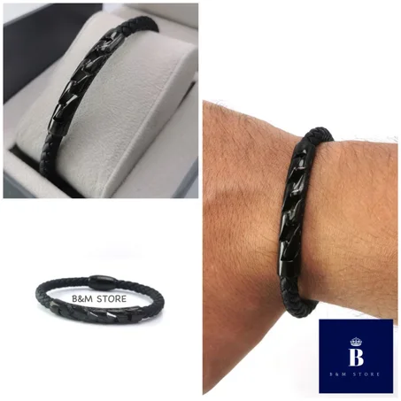 Bracelet Simili Cuir - Motif Et Fermoir Acier Inoxydable
