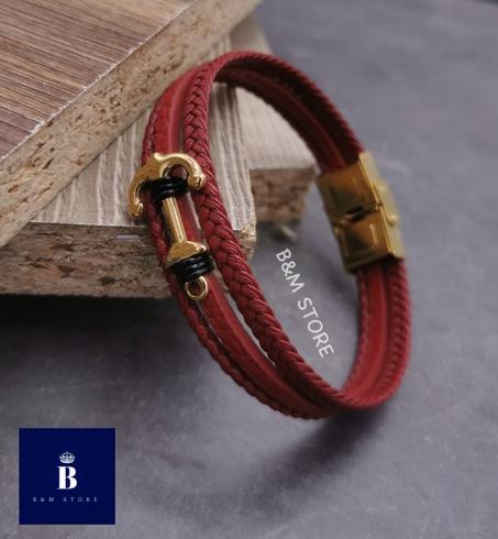 Bracelet Simili Cuir - Motif Ancre ⚓️ Acier Inoxydable