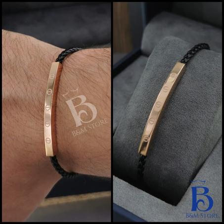 Bracelet Simili Cuir - Motif Et Fermoir Acier Inoxydable