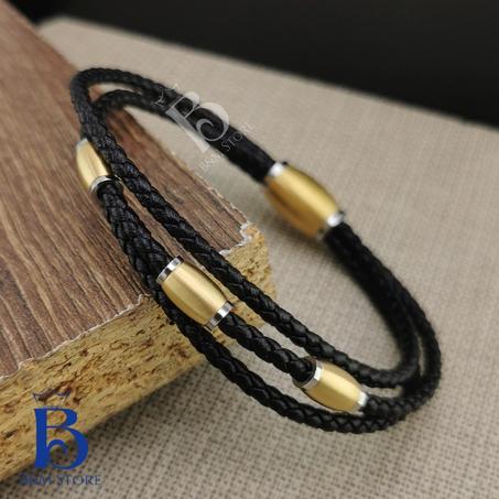 Bracelet Simili Cuir - Motif Et Fermoir Acier Inoxydable