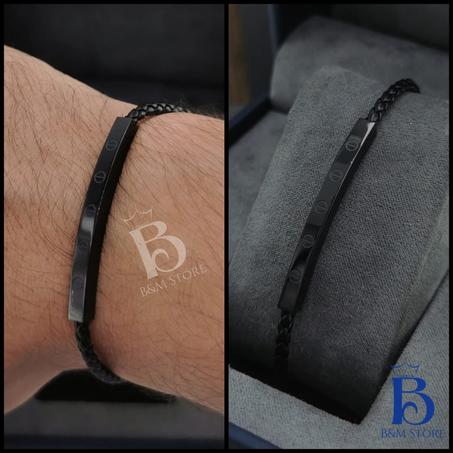 Bracelet Simili Cuir - Motif Et Fermoir Acier Inoxydable