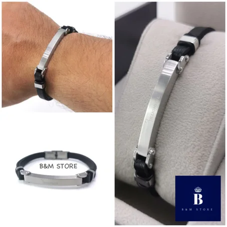 Bracelet Simili Cuir - Motif Et Fermoir Acier Inoxydable