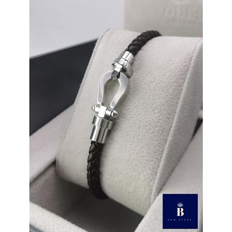 Bracelet Simili Cuir - Motif Acier Inoxydable