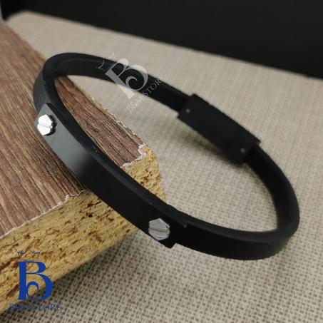 Bracelet Simili Cuir - Motif Et Fermoir Acier Inoxydable