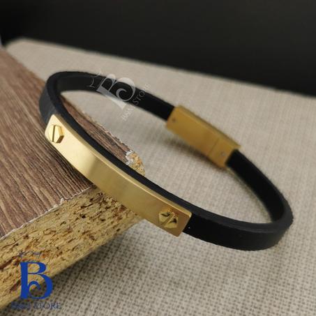 Bracelet Simili Cuir - Motif Et Fermoir Acier Inoxydable