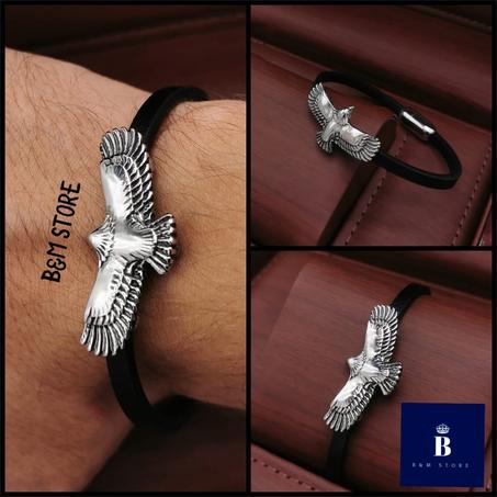 Bracelet Simili Cuir - Motif Et Fermoir Acier Inoxydable