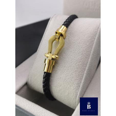Bracelet Simili Cuir - Motif Acier Inoxydable