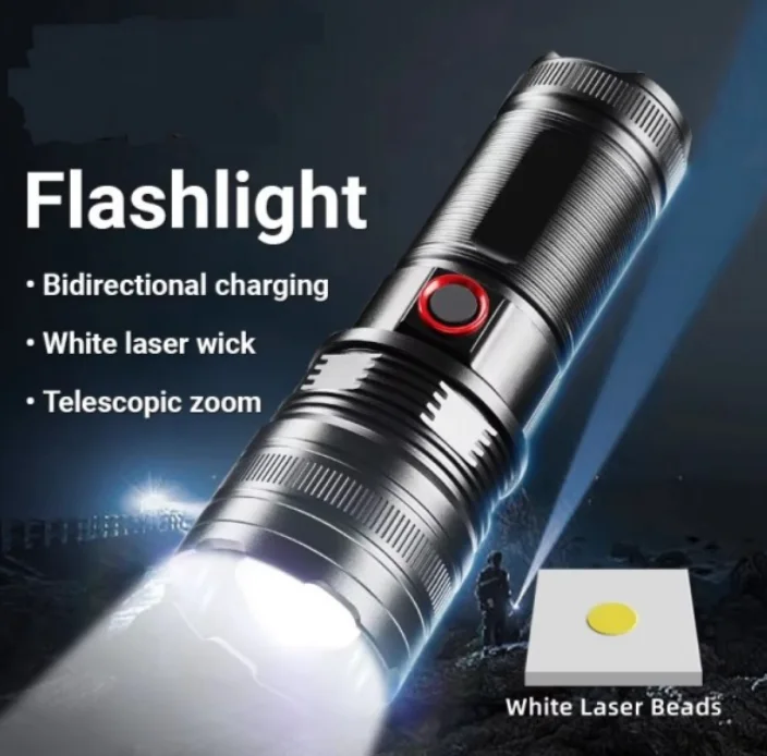 مصباح LED تكتيكي بمدى 2000 متر، مصباح يدوي LED قوي طويل المدى