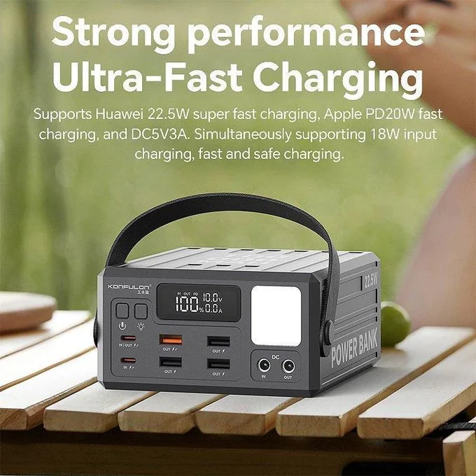 Power Bank KONFULON A45Q 100000mAh - شاحن متنقل بقوة 22.5W مع شاشة LCD و4 منافذ USB + Type-C PD20W