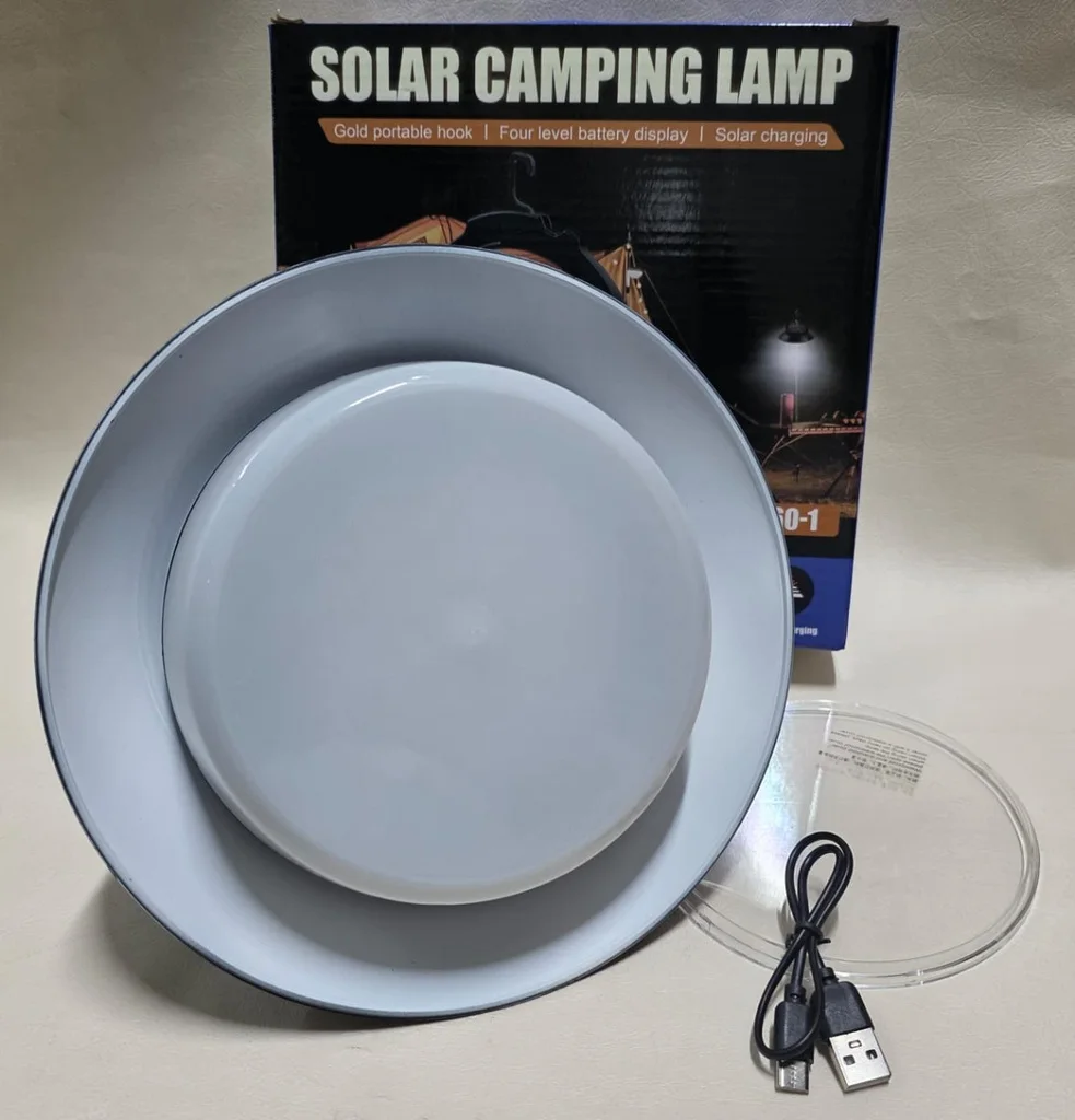 مصباح التخييم LED SMILING SAHRK LY8309، 5 أوضاع إضاءة ملونة، يعمل بالطاقة الشمسية، قابل لإعادة الشحن عبر منفذ USB-C، مقاوم للماء، .