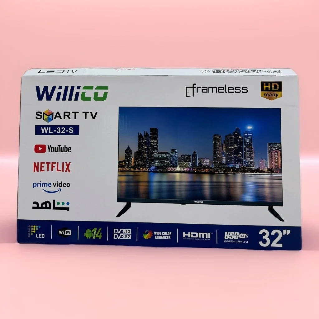 تلفزيون Willico الذكي مقاس 32 بوصة بتصميم "بدون إطار" ودقة HD Ready.