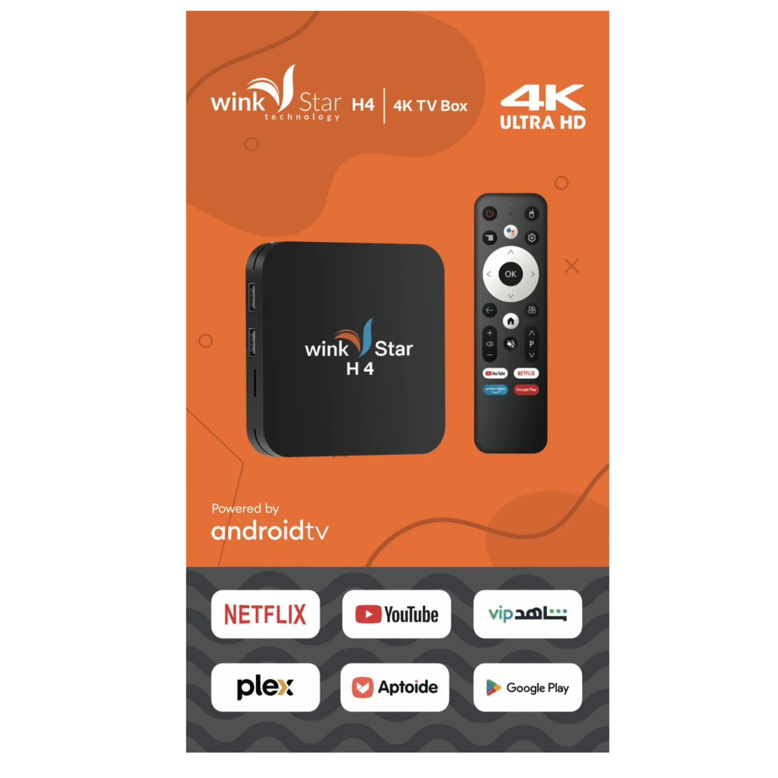جهاز استقبال WINKSTAR H4 TV Box بنظام أندرويد مع خدمة IPTV لمدة سنة