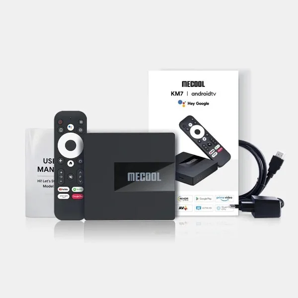 جهاز MECOOL KM7 TV Box - Android TV 2 جيجابايت/16 جيجابايت + اشتراك  4K UHD لمدة عام