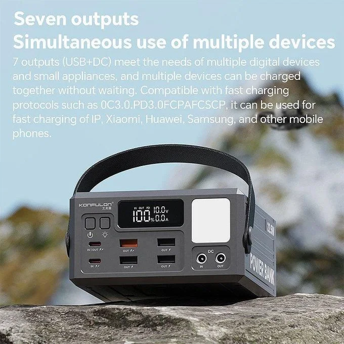 Power Bank KONFULON A45Q 100000mAh - شاحن متنقل بقوة 22.5W مع شاشة LCD و4 منافذ USB + Type-C PD20W
