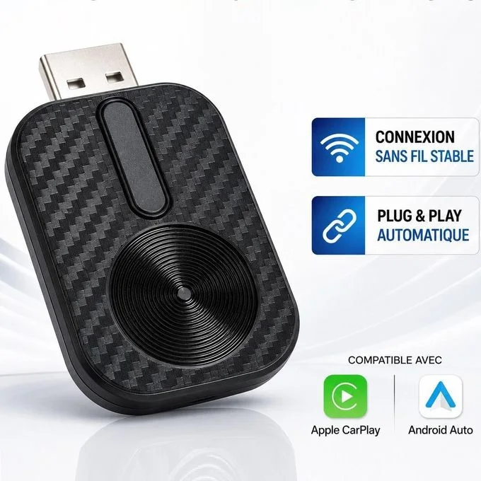 محول لاسلكي 2 في 1 يدعم Apple CarPlay وAndroid Auto لسيارات