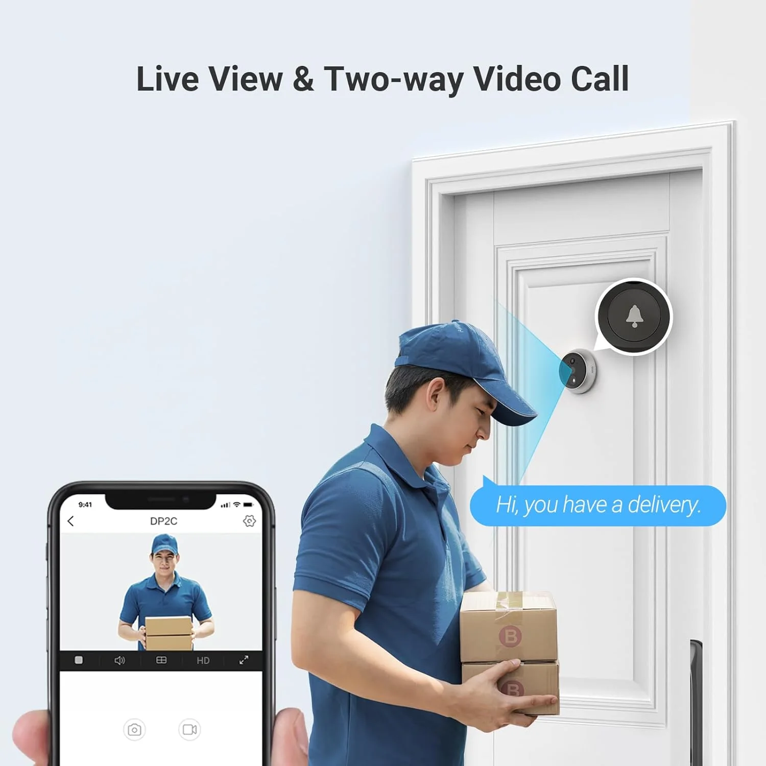 كاميرا الباب الرقمية EZVIZ DP2C المزودة بواي فاي - كاميرا عيون الباب