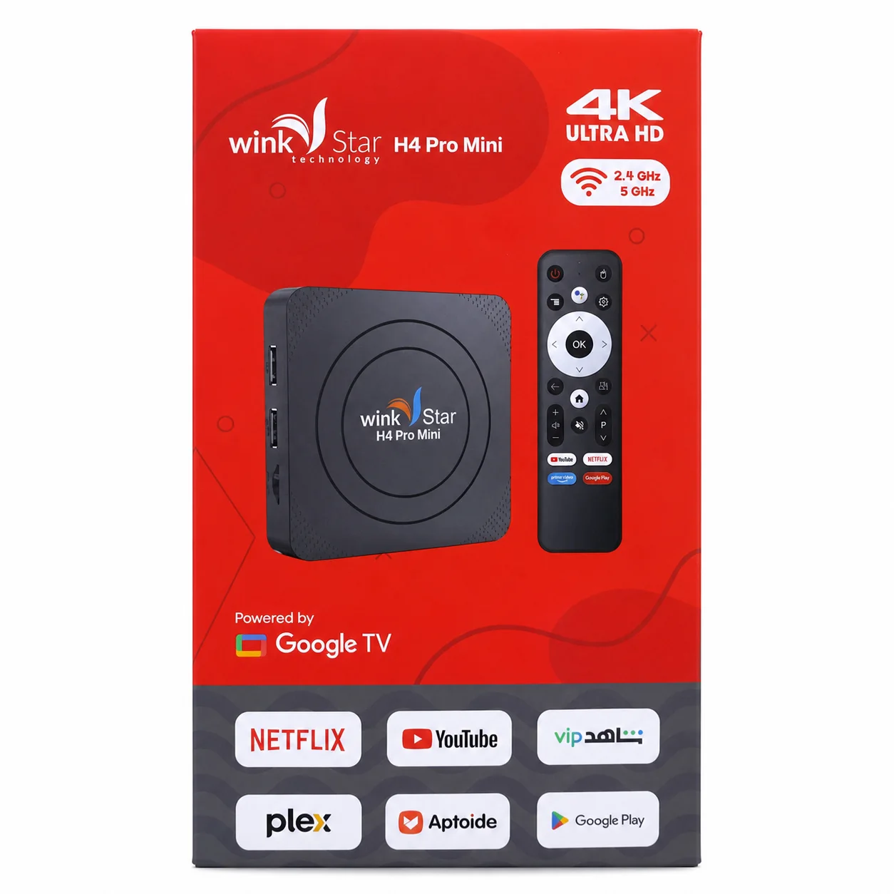 جهاز استقبال WINKSTAR H4 TV Box بنظام أندرويد مع خدمة IPTV لمدة سنة