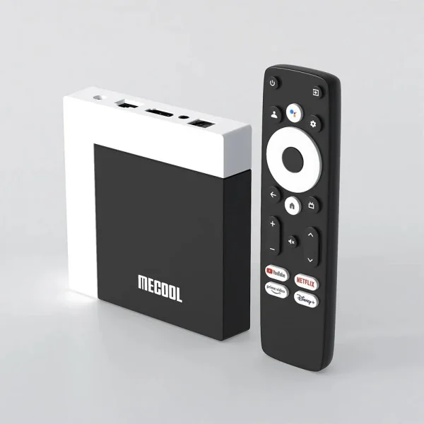 جهاز Mecool KM7 Plus TV Box - Google TV - 2 جيجابايت/16 جيجابايت + اشتراك لمدة عام في خدمة IP-TV بدقة 4K UHD - Netflix بدقة 4K