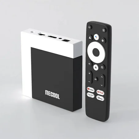 جهاز Mecool KM7 Plus TV Box - Google TV - 2 جيجابايت/16 جيجابايت + اشتراك لمدة عام في خدمة IP-TV بدقة 4K UHD - Netflix بدقة 4K
