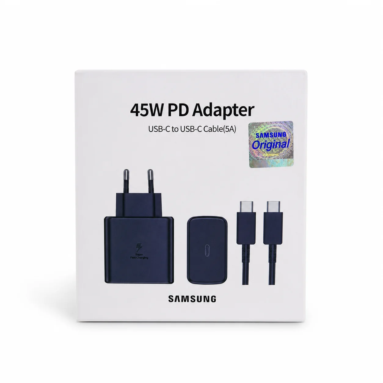 شاحن هاتف - سامسونج - 45 واط - شحن سريع - USB-C - كابل مرفق