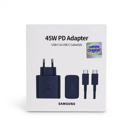 شاحن هاتف - سامسونج - 45 واط - شحن سريع - USB-C - كابل مرفق