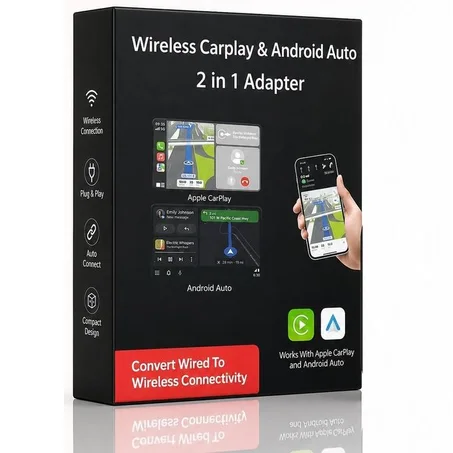 محول لاسلكي 2 في 1 يدعم Apple CarPlay وAndroid Auto لسيارات