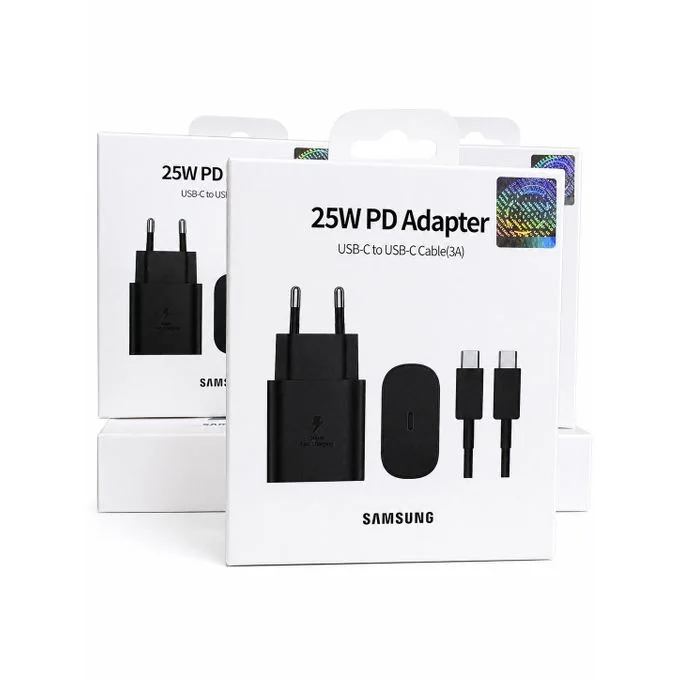 شاحن سامسونج السريع 25 واط PD – محول USB-C مع كابل Type-C (3 أمبير)