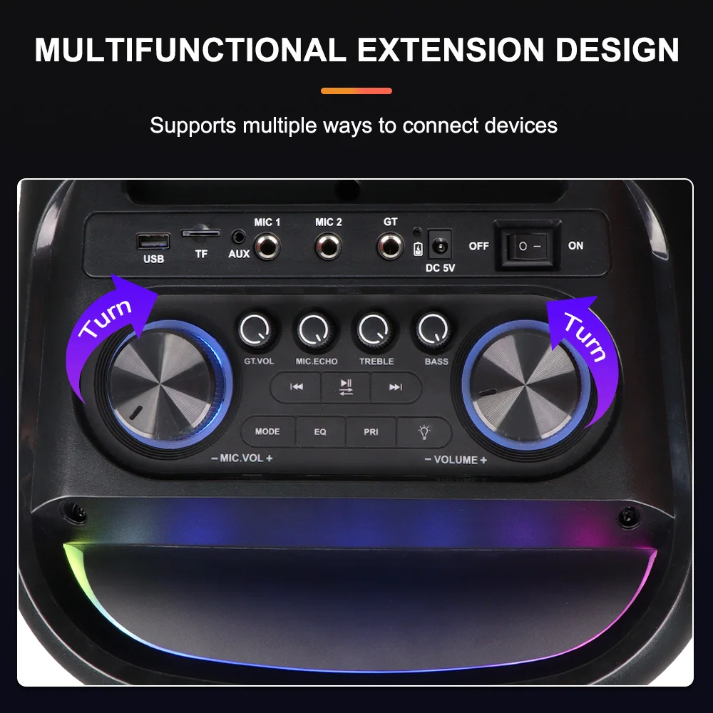 مكبر صوت Sing-e ZQS10220 بلوتوث 18000W مع إضاءة RGB وميكروفونين لاسلكيين – صوت قوي وباس عميق