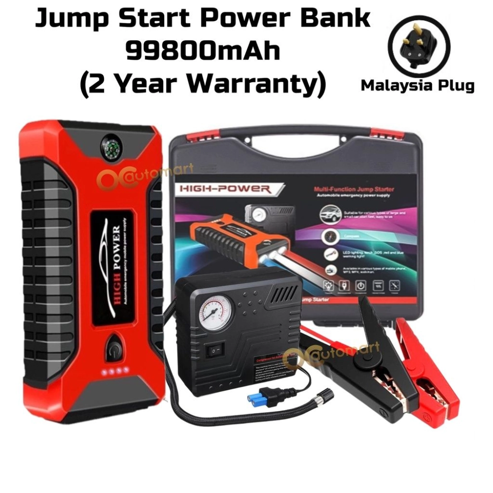 جهاز إقلاع السيارة S400 بقوة 1000A مع باور بانك 4 منافذ USB ومصباح LED – Jump Starter متعدد الاستخدامات
