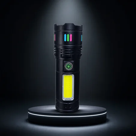 مصباح جيب LED أبيض SX-503 قابل لإعادة الشحن، مصباح يدوي عالي الطاقة 8000 لومن