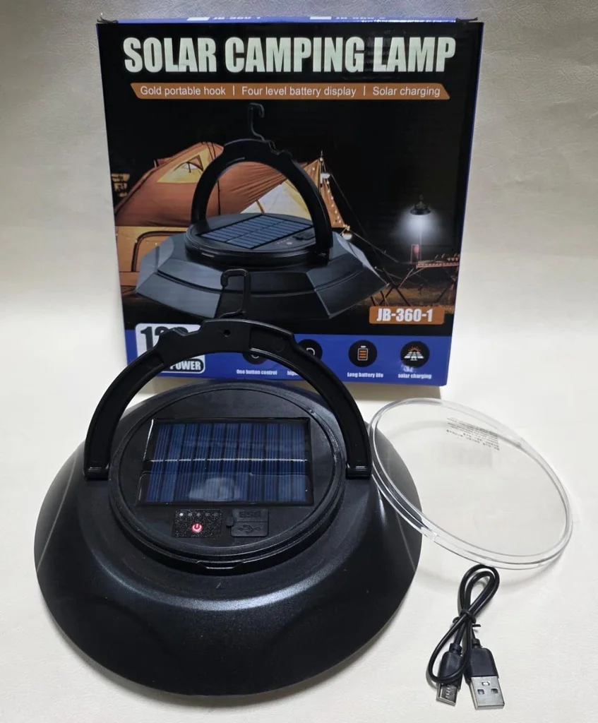 مصباح التخييم LED SMILING SAHRK LY8309، 5 أوضاع إضاءة ملونة، يعمل بالطاقة الشمسية، قابل لإعادة الشحن عبر منفذ USB-C، مقاوم للماء، .
