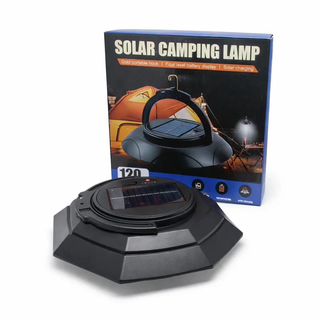 مصباح التخييم LED SMILING SAHRK LY8309، 5 أوضاع إضاءة ملونة، يعمل بالطاقة الشمسية، قابل لإعادة الشحن عبر منفذ USB-C، مقاوم للماء، .