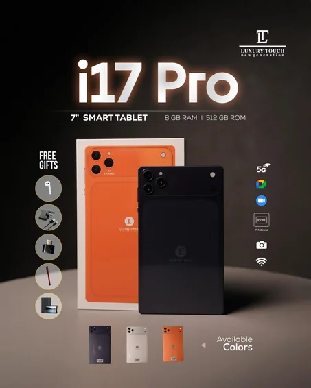 Tablette intelligente  Luxury Touch i17 Pro  7 pouces avec 8 Go de RAM et 512 Go de stockage ROM.