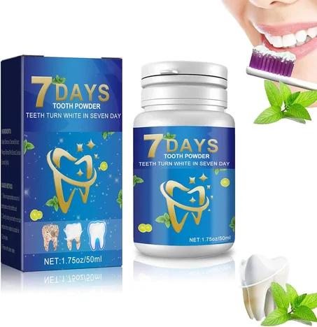 بودرة 7Days السحرية لتبييض الأسنان وإزالة التصبغات الفورية