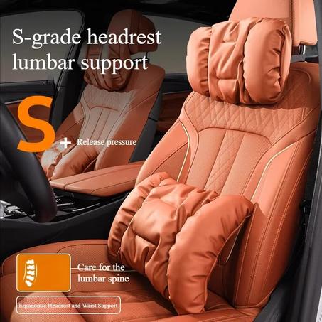 مجموعة وسائد خصر جلدية مضادة للبقع من القطن الفقاعي الحسي المتقدم لمسند رأس السيارة