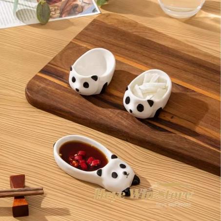 طبق سيراميكي على شكل وجه باندا رائع للصلصات