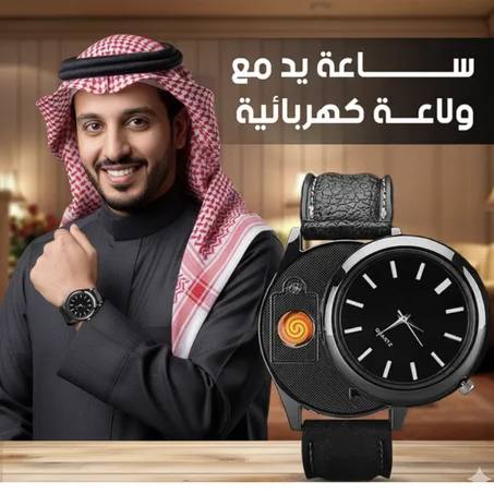 ساعة فاخرة بولاعة كهربائية مدمجة