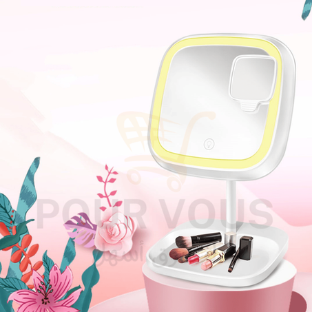 مرآة التجميل العصرية بالإضاءة القابلة للشحن