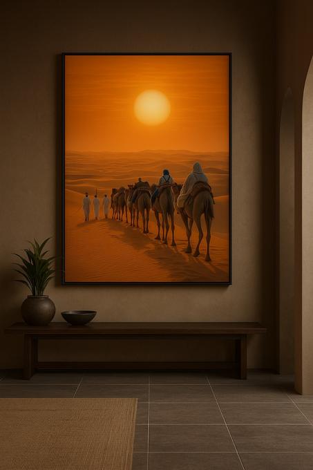 🌅 قافلة في قلب الصحراء 🐪
