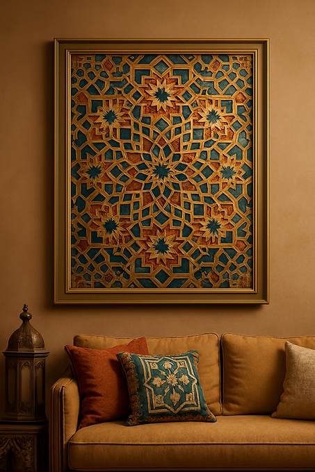 لوحة زخرفية مغربية تقليدية بإطار فاخر