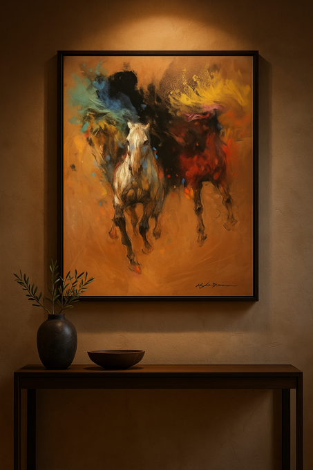 🏇✨قوة في السباق – انفجار الألوان والفروسية