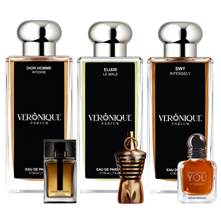 Pack 3 50ml LE MALE ELIXIR, DIOR HOMME INTENSE, STRONGER WITH YOU INTENSELY