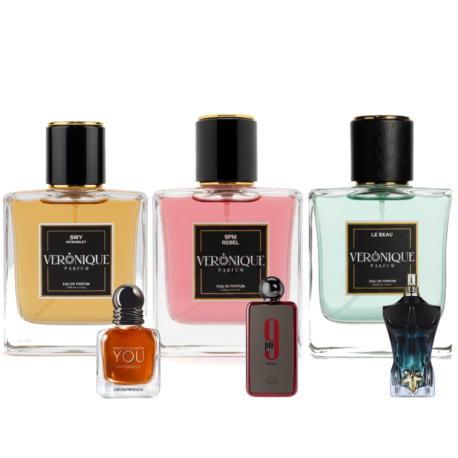 Pack 3 50ml 9PM REBEL, LE BEAU, STRONGER WITH YOU INTENSELY