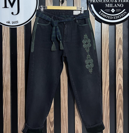Jean Artisanal Noir/Vert