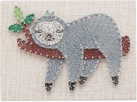 WEBEEDY Kit de arte de cuerda de bricolaje para adultos principiantes, lindo kit de manualidades de cuerda de uñas de perezoso, incluye todos los accesorios necesarios y marco para Navidad, D