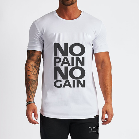 THE WOLFZ T-SHIRT NO PAIN NO GAIN WHITE