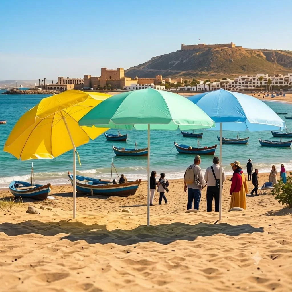 Parasol de Plage Premium – Haute Protection & Couleurs Estivales
