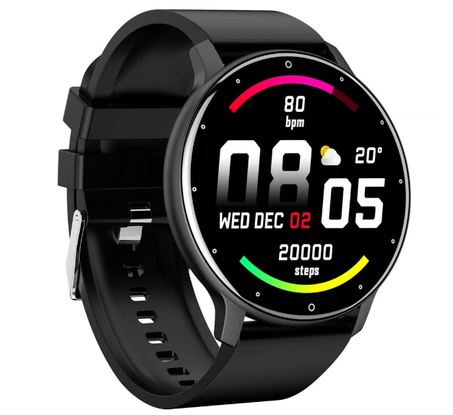 ساعة ذكية سوداء للرجال والنساء IP67 مقاومة للماء وشاشة تعمل باللمس