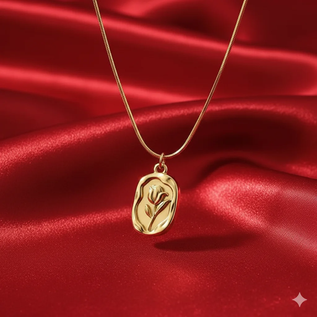 Gold Floral Pendant Necklace